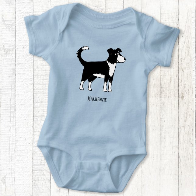 Body Para Bebé Perro de cola de galés (Welsh Border Collie sheepdog personalized name baby bodysuit)