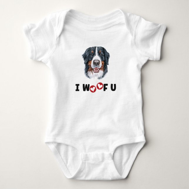 Body Para Bebé Perro de montaña de Bernese te quiero (Anverso)