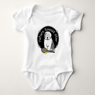 Body Para Bebé Perro de perro viejo inglés de tenis (gris 1)
