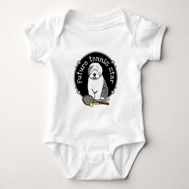 Body Para Bebé Perro de perro viejo inglés de tenis (gris 1) (Anverso)