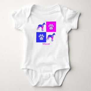 Body Para Bebé Perro de Whippet & Paw rosa & Azul
