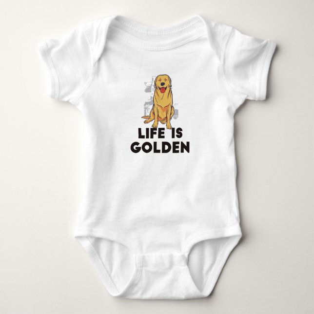 Body Para Bebé Perro del Golden Retriever - La vida es dorada (Anverso)
