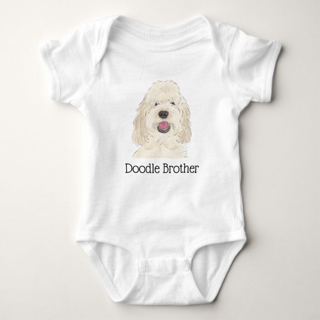 Body Para Bebé Perro Doodle Dorado Crema Blanco Personalizado (Anverso)
