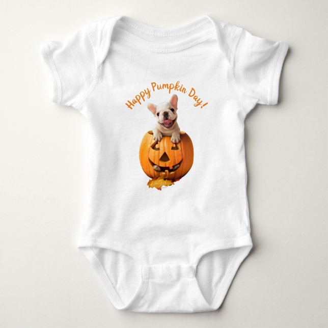 Body Para Bebé Perro en Jack-o-Lantern (Anverso)