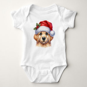 Body Para Bebé Perro Golden Retriever con Santa Claus Style-82535