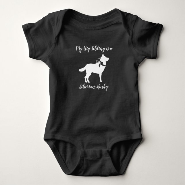 Body Para Bebé Perro Husky Siberiano Baby Shower Gris porcino (Anverso)