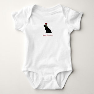 Body Para Bebé Perro Labrador Negro Feliz Navidad Sombrero de San
