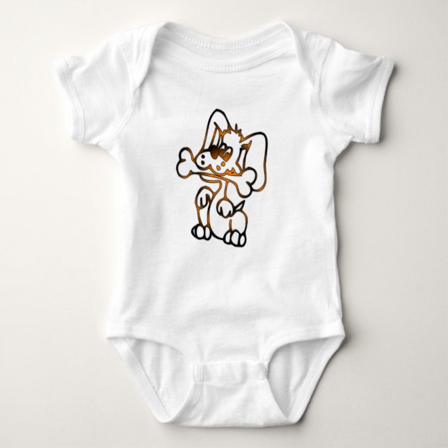Body Para Bebé Perro lindo con hueso (Anverso)