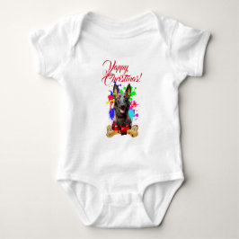 Body Para Bebé Perro Malinois Bonito Personalizable Navidad Ladra