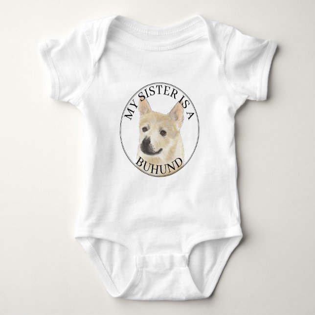 Body Para Bebé Perro Norwegian Buhund Hermana Mayor (Anverso)