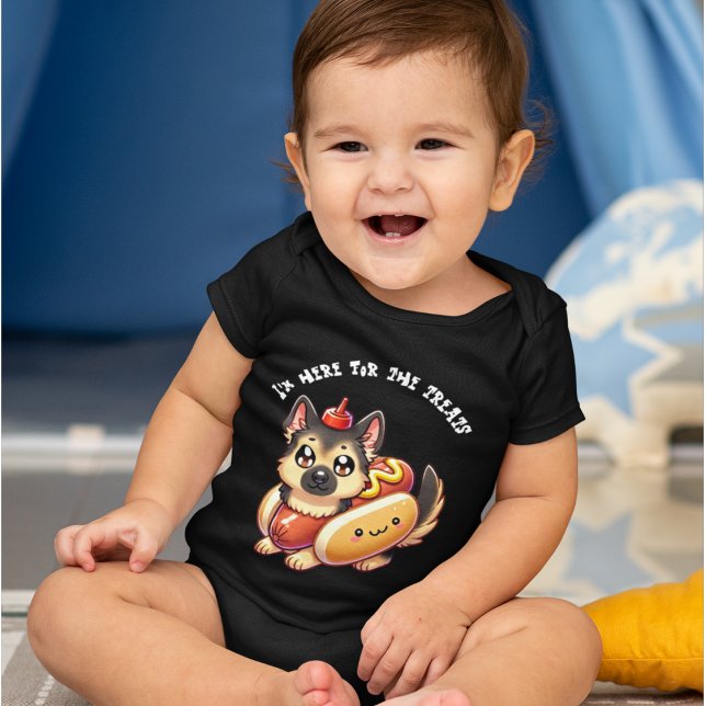 Body Para Bebé Perro pastor con traje de perro caliente, divertid (Subido por el creador)