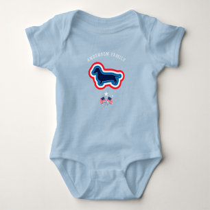 Body Para Bebé Perro salchicha rojo blanco y azul 4 de julio