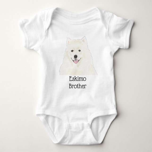 Body Para Bebé Perro Samoyedo esquimal americano personalizable (Anverso)