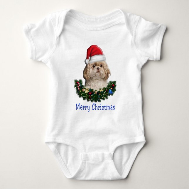 Body Para Bebé Perro Shih-Tsu objetos de Navidad (Anverso)