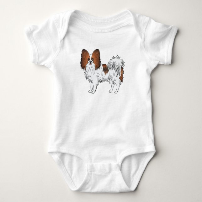 Body Para Bebé Perro Spaniel Juguete Feliz Papillon Sable Rojo (Anverso)