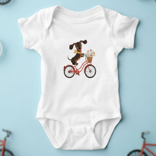 Body Para Bebé Perro Teckel En Bicicleta Ciclismo