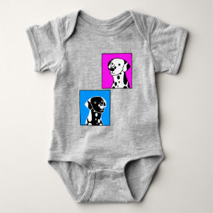 BODY PARA BEBÉ PERROS BLANCOS Y NEGROS CUIDADOSOS DIBUJANDO IMPRE