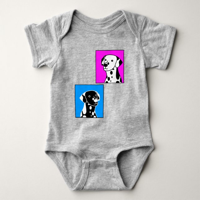 BODY PARA BEBÉ PERROS BLANCOS Y NEGROS CUIDADOSOS DIBUJANDO IMPRE (Anverso)