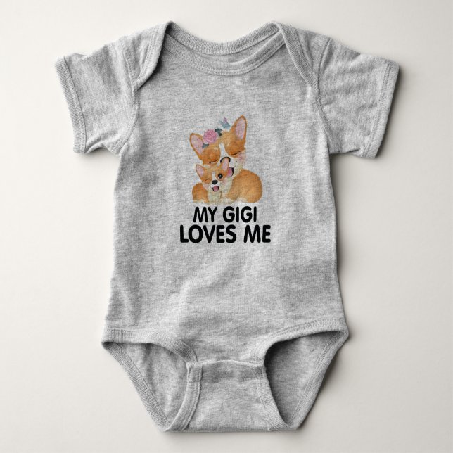 Body Para Bebé Perros Corgi Adorables - Mi Gigi Me Ama (Anverso)