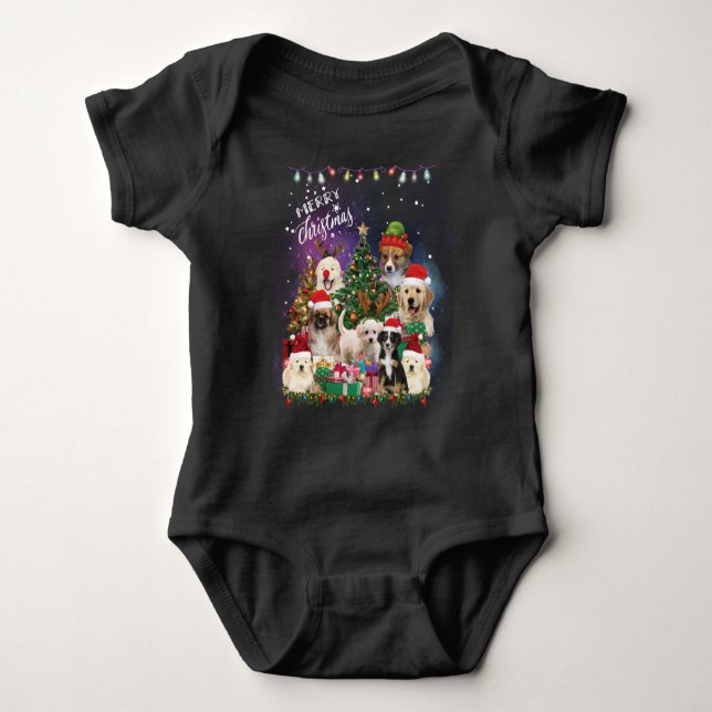 Body Para Bebé perros Feliz Navidad Luz (Anverso)