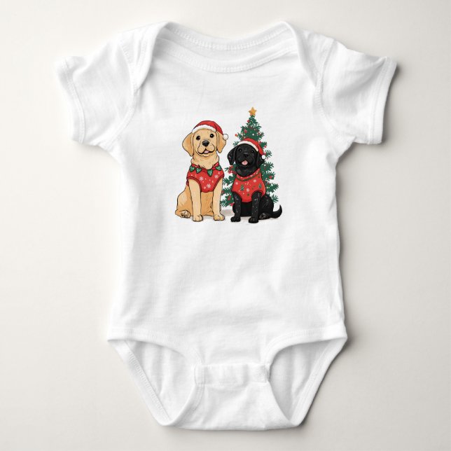 Body Para Bebé Perros Labrador Retriever de Navidad (Anverso)