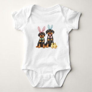 Body Para Bebé Perros Rottweiler de Pascua Orejas de Conejo