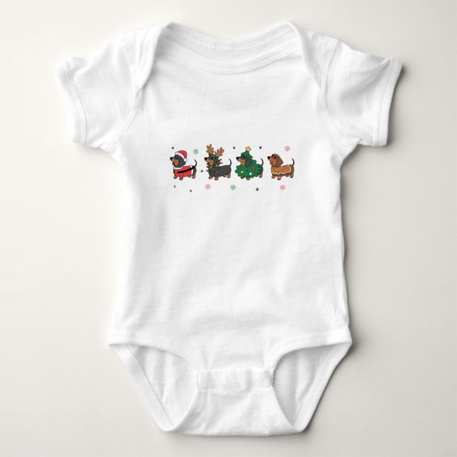 Body Para Bebé Perros salchicha de Navidad Cute Fiesta Perro salc (Anverso)