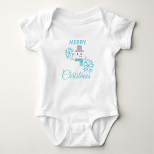 Body Para Bebé Personaje Navideño Adorable Muñeco de Nieve y Copo