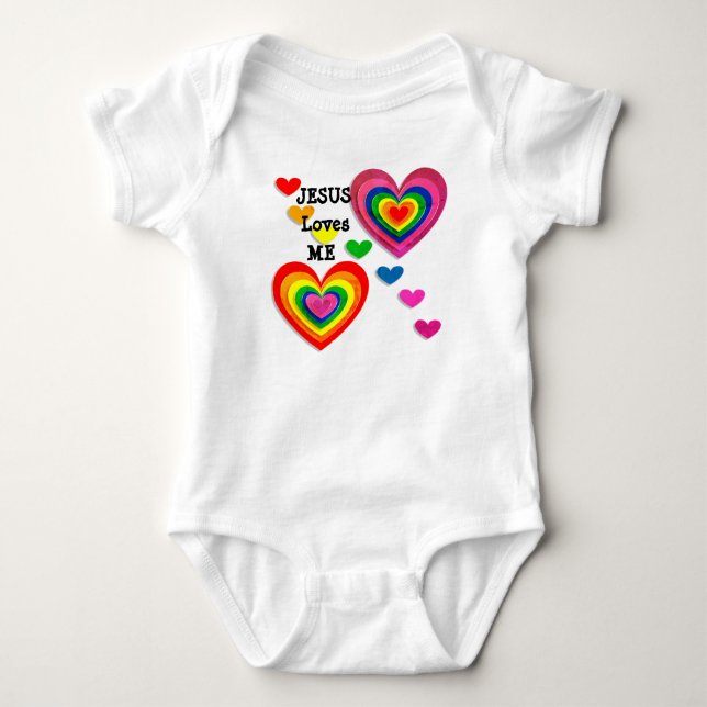 Body Para Bebé Personalice: Jesús me ama con la camiseta de los (Anverso)