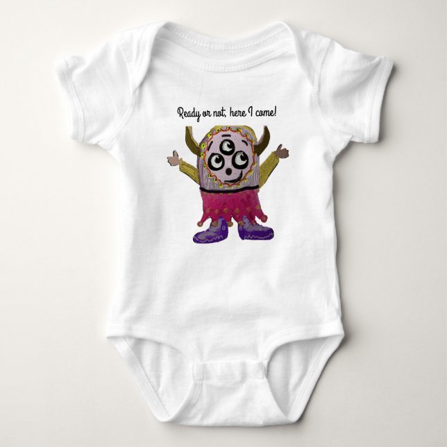 Body Para Bebé Personaliza la camiseta feliz de un pequeño monstr (Anverso)