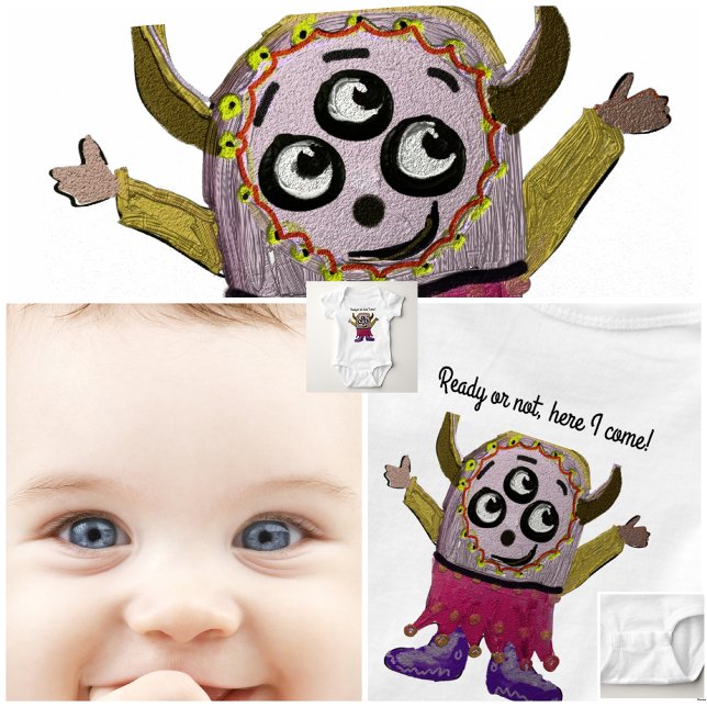 Body Para Bebé Personaliza la camiseta feliz de un pequeño monstr (Subido por el creador)