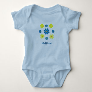 Body Para Bebé Personaliza la ducha de flores de primavera azul