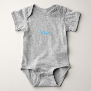 Body Para Bebé Personaliza nombre, texto letras azul claro gris
