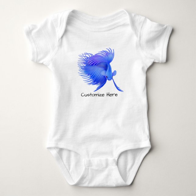 Body Para Bebé Personalizable azul grande de los pescados de (Anverso)