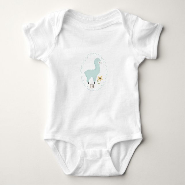 Body Para Bebé Personalizable Azul Pequeño Llama Bodysuit (Anverso)