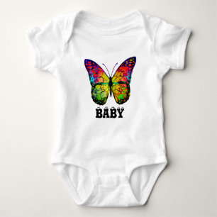 Body Para Bebé Personalizable de arco iris colorido de mariposa m