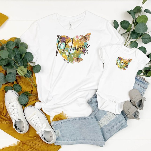 Body Para Bebé Personalizable Heart Splatter Mama Mini Butterflie (Subido por el creador)