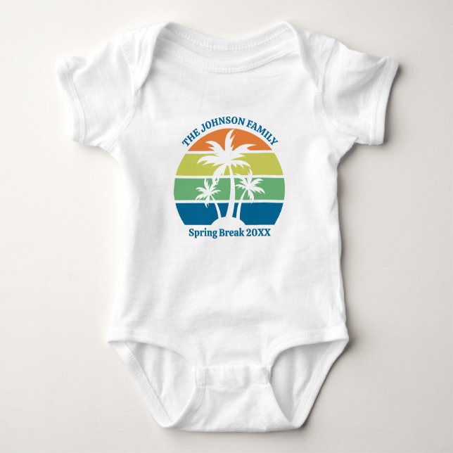 Body Para Bebé Personalizable Isla Tropical Palm Trees Cute (Anverso)