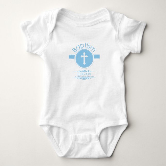 Body Para Bebé Personalizable, niño azul niño bautizo de Dios (Anverso)