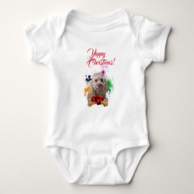 Body Para Bebé Personalizable Perrito Cavapoo Adorable Navideño L (Anverso)