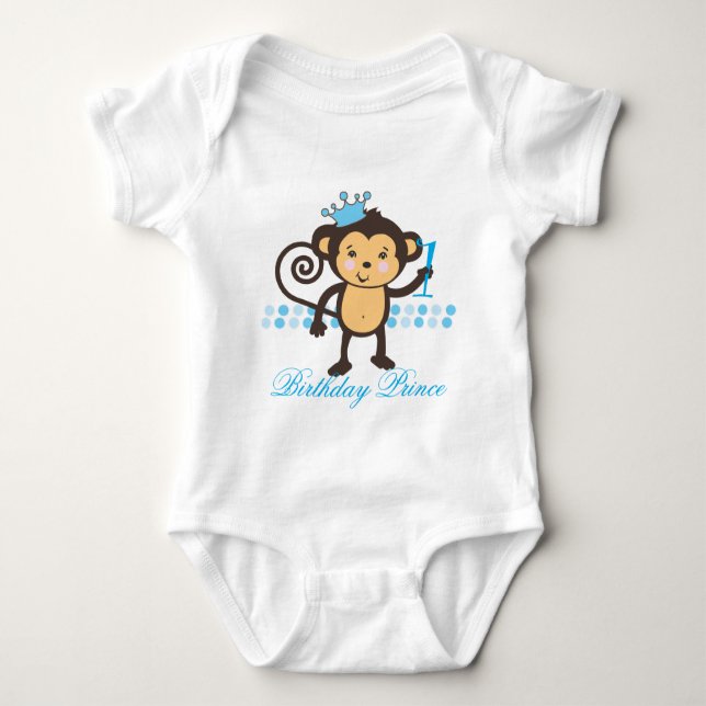 Body Para Bebé Personalizable Primer cumpleaños Monkey Prince Shi (Anverso)