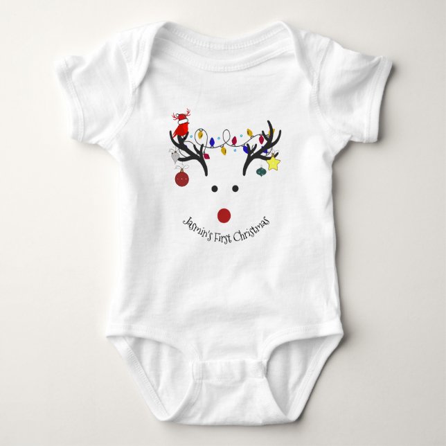 Body Para Bebé personalizable "Rudolph the Rednose" (Anverso)
