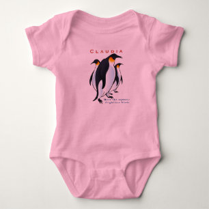Body Para Bebé Personalización Aves Pingüinos Niña Azul