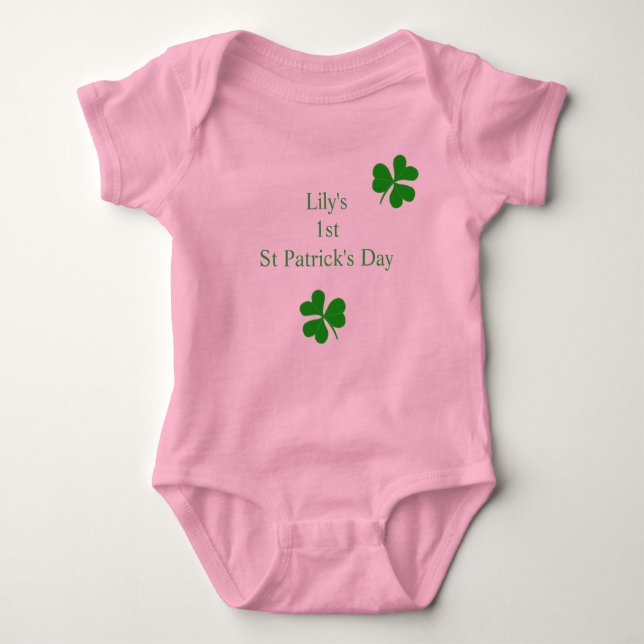 Body Para Bebé Personalizado 1.ᵉʳ Día de San Patricio Lucky Shamr (Anverso)