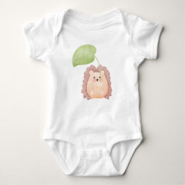 Body Para Bebé Personalizado acuarela hedgehog sujetando hojas Bo