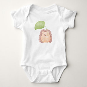 Body Para Bebé Personalizado acuarela hedgehog sujetando hojas Bo