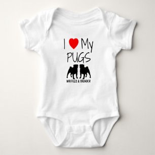Body Para Bebé Personalizado Amo Mis Dos Pugs