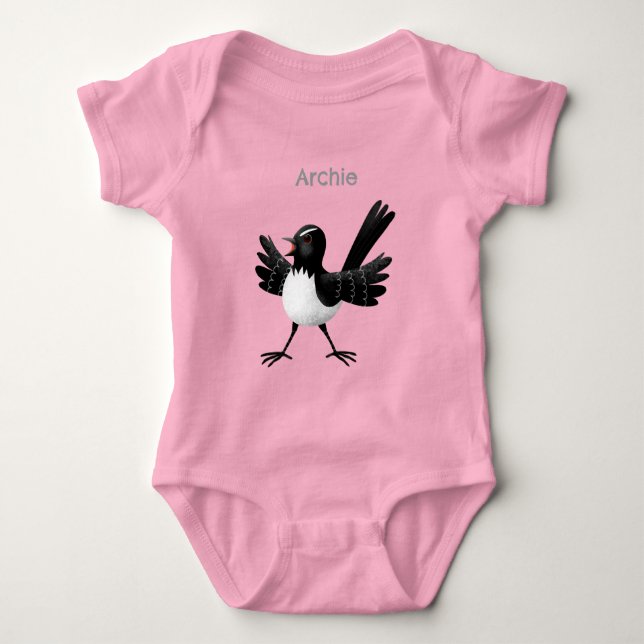 Body Para Bebé Personalizado australiano Willie Wagtail personali (Anverso)