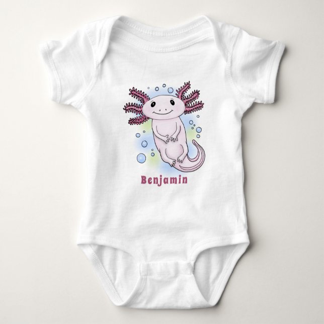 Body Para Bebé Personalizado axolotópico rosa adorable (Anverso)