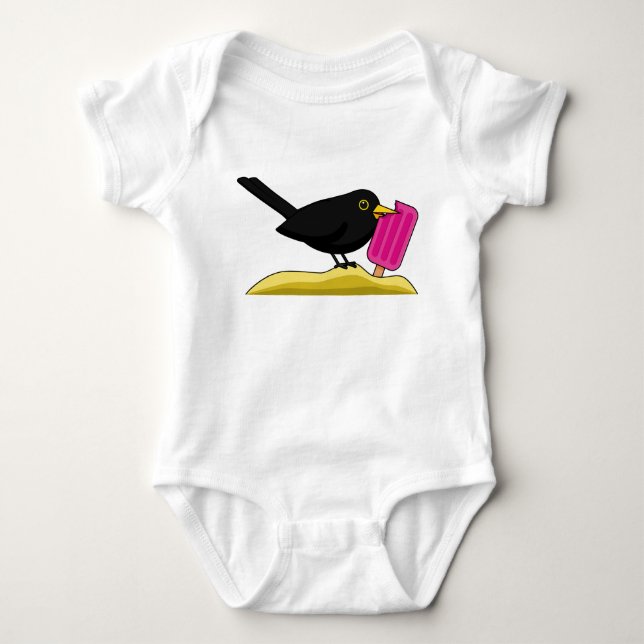 Body Para Bebé Personalizado Blackbird come un helado (Anverso)